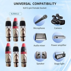 Geisler XLR 3 Pin Female plug 6 Pairs with fine nickel plated housing