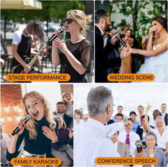 DX4 Wireless Microphone, Professional 4 Channels Karaoke Handheld System for Hom