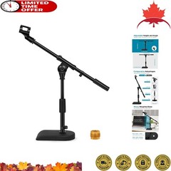 Adjustable Desk Microphone Stand – Sturdy Base, Extendable Boom Arm – 2 kg