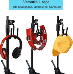 YYST Microphone Stand Clamp-On Studio Headphone Hanger Holder Hook Rack