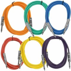 SEISMIC AUDIO New 6 PACK Colored 1/4″ TS 6′ Patch Cables – Guitar – Instrument