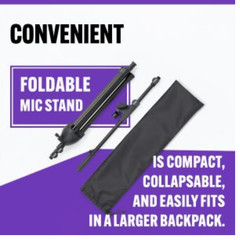 Travel Mic Stand Lightweight Collapsible + 15ft XLR to XLR Microphone Cable