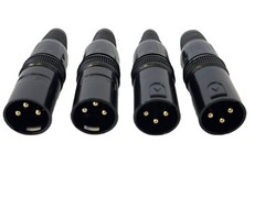 XLR 3 Pin Lot x4 Male Cannon Microphone Audio Connector Balanced Plug Black A2K