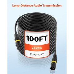 Uimoso 100 ft XLR Cable 2-Pack Balanced 3-Pin Male to Female Microphone Cord