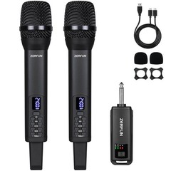 ZERFUN Rechargeable Wireless Microphones Dual, Pro Handheld Cordless Mics Sys…