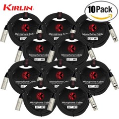 10-PACK Kirlin 10FT 3-Pin XLR Male to Female 20AWG Microphone Cable MP-280-10/BK
