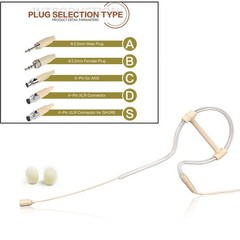 Beige Single Earhook Headset Mic Headworn Microphone 3.5mm 3 Pin 4 Pin XLR New