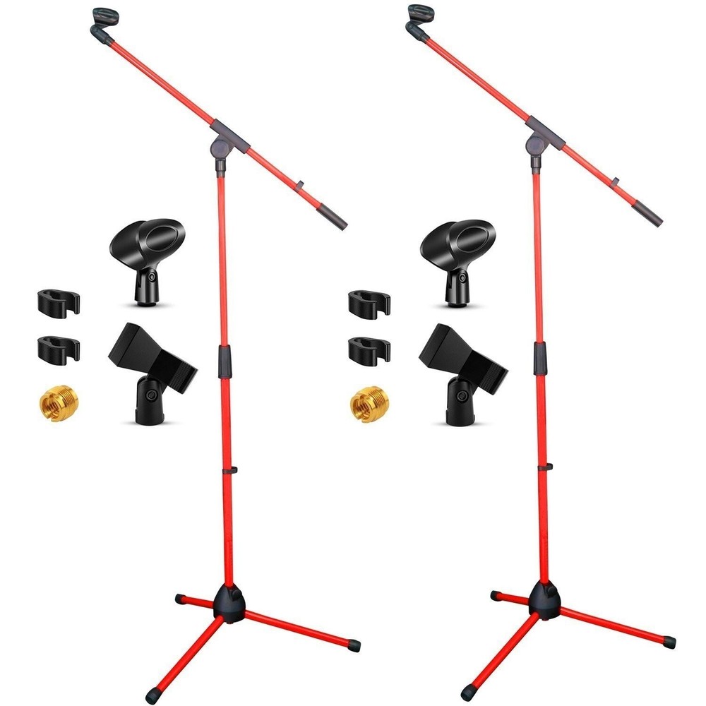 5 Core Microphone Stand Pair Floor Height Adjustable w Telescoping Boom Arm