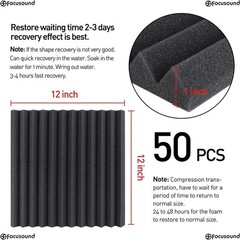 High-Density Acoustic Foam Panels 50 Pack – Fire-Resistant and Noise Absorbing