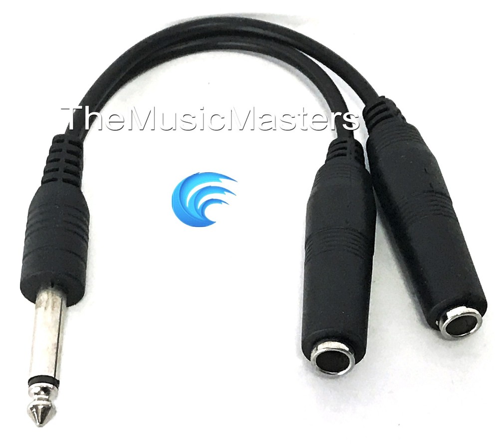 6 inch 1/4″ Male Mono Plug to Dual 1/4″ Jacks (F) Premium Audio Cable Wire VWLTW