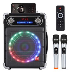 Bluetooth Speaker Portable Karaoke Machine Loud Subwoofer Party w/2 Wireless Mic