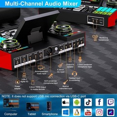 Podcast Microphone Bundle with Live Sound Board Audio Mixer,Podcast Equipment..