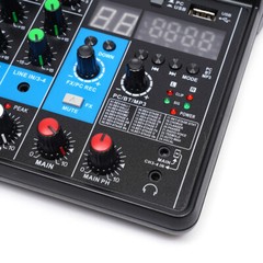Bluetooth USB DJ Console +Sound Card Studio Mixer Mini Audio Mixer 2/4 Channel