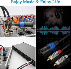 Unbalanced Dual RCA to XLR Male Y Splitter Patch Microphone Cable, 1 XLR Male to