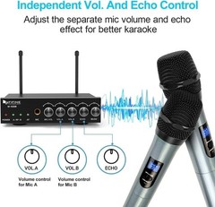 Portable UHF Wireless Microphone System – Includes 2 Handheld Mics & Receiver