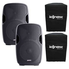 Gemini AS-1500P 15″ Active Powered Loudspeakers w Wheels & Free Cover Pair