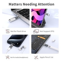 Pack Lightning to USB C Charging Adapter for iPhone 4 Space Grey