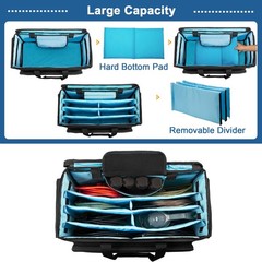 Large Rolling DJ Cable Bag, Padded Gig Bag with Detachable Trolley & Divider, Mu