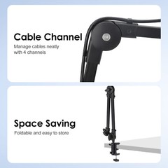 Microphone Desk Stand 360° Rotatable Mic Boom Arm with 3/8“ to 5/8“ Adapter