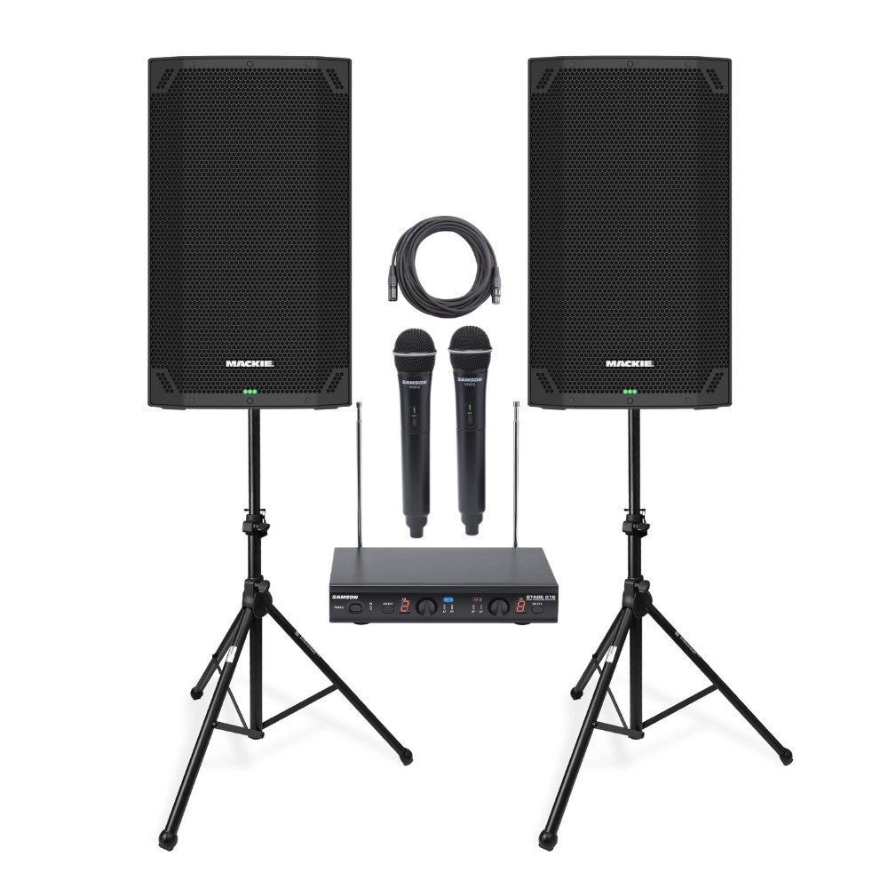 Mackie Thump12A 1300W 12-Inch Powered Loudspeaker (2) with Mic System Bundle