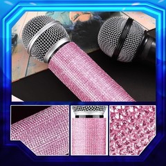 Eye-Catching Pink Microphone Sleeve with Rhinestones – Easy to Use & Protects