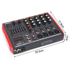 Pro 6 Channel Bluetooth Studio Audio Mixer Live Sound Mixing Console w/USB 110V