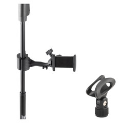 Mic Stand Smartphone Holder + Universal Elliptical Microphone Clip Studio Bundle
