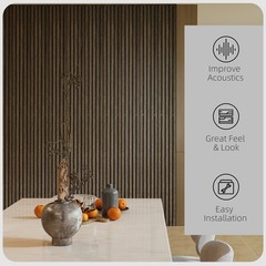 95″ x 8″ Wood Wall Panels, 4 Pack Slat Acoustic Panels, Walnut