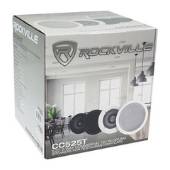 Rockville 6-Zone 70v Amplifier+(12) 5.25″ White 2Way Restaurant Ceiling Speakers