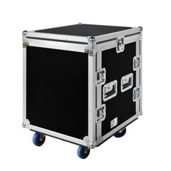 PRORECK 10U Slant Top Mixer 12U Road Case ATA Plywood Amp Flight Rack Wheels