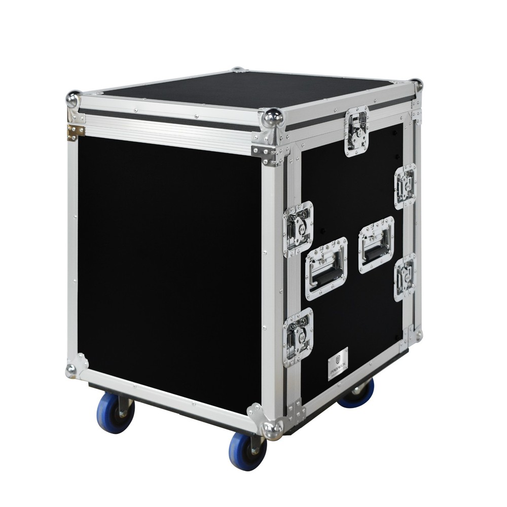 PRORECK 12U Slant Mixer Rack Case 20″ Deep Rolling Road Case Plywood DJ Studio