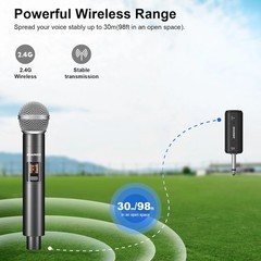 Aokeo Wireless Microphone for Mic Input, UHF Metal Dynamic Handheld Multipurpose