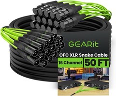 GEARit 16 Channel XLR Snake 50 ft, Balanced Multicore Audio Snake Cable with …