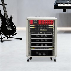 15U Network & Audio Rack With Feet & Wheels, Rolling Studio Rack Case 300lbs