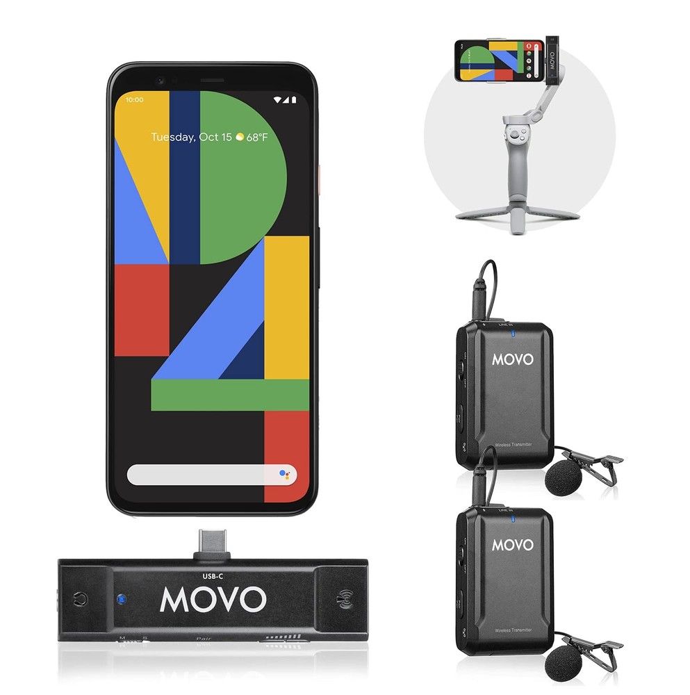 Movo Edge-UC-D USB Type-CLapel Microphones, Dual Channel Select, 1-Year Warranty