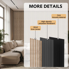 Natural Walnut 4 Pack Acoustic Wood Slat Panels for Wall Decor 106.3″ x 11