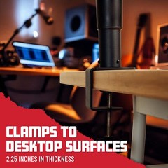 Clamp on Desktop Speaker Monitor Stand Pair Adjustable Height and Tilt 60 lbs