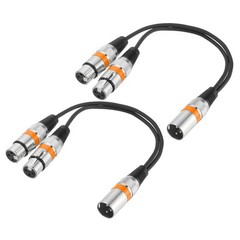3-Pin XLR Splitter Cable, 2 Pack 1 Male to 2 Female, Orange Circle