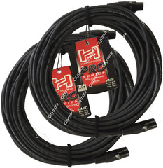 2 Pack Hosa Pro Microphone Cable HMIC-050 (50 Feet) , REAN XLR3F to XLR3M Black