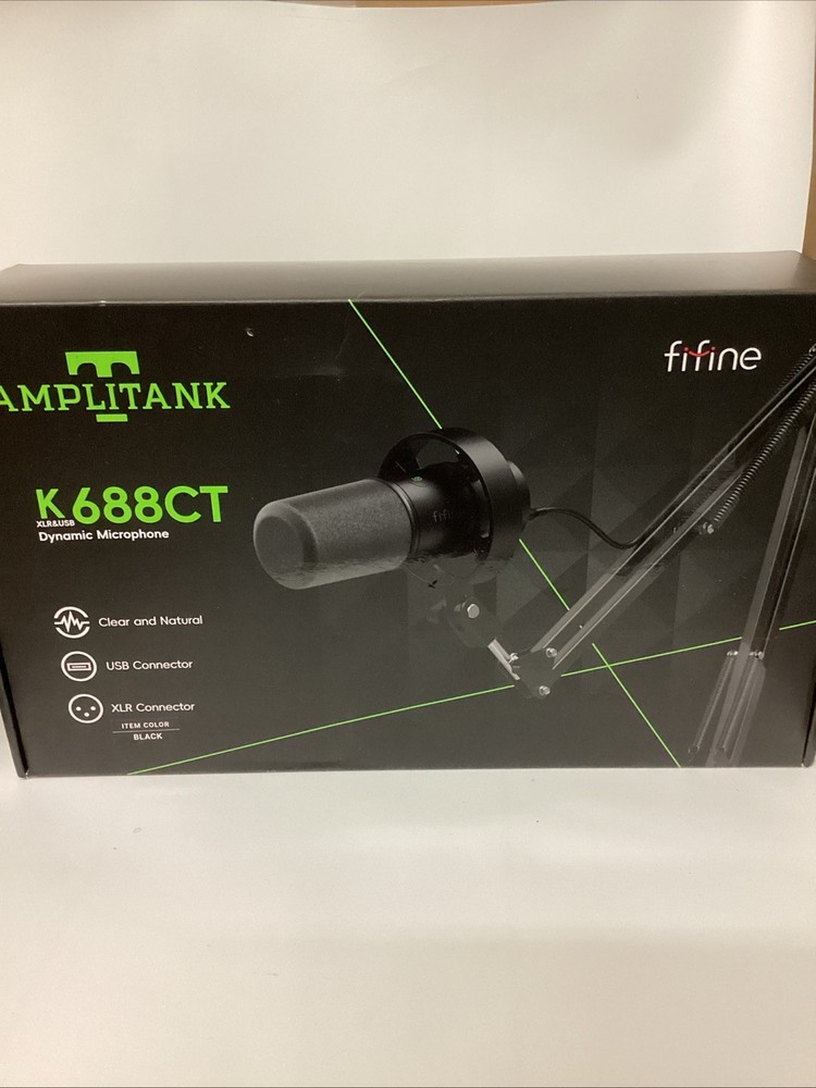 Fifine K688CT AmpliTank Dynamic USB XLR Microphone Kit with BoomArm