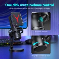 USB Condenser Microphone Stream Record Podcast Cardioid Pickup Adjustable Stand