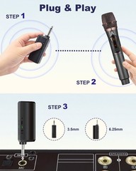 ALPOWL Wireless Microphones, Metal Dynamic 19.4 x 6.3 x 30.6 cm, Gray