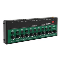 9*1*3in 10W 10 Channel Black/Green Mini Audio Mixer With USB charging cable&plug