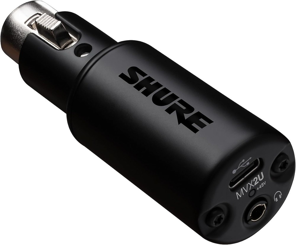 Shure MVX2U Digital Audio Interface with XLR-to-USB Adapter and Headphone Output