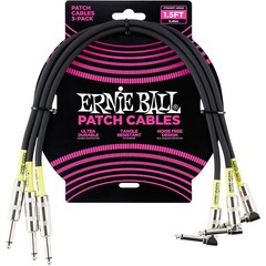 Ernie Ball 1.5ft STRAIGHTANGLE 3PK PATCH CABLE 1.5 ft. Black