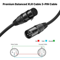 XLR Cable 10 Ft 6 Packs,Microphone Cables,Premium Balanced Microphone Mic Speake