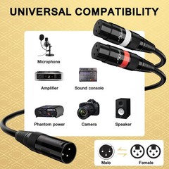 XLR Splitter Y-XLR Cable 40 FT, Gold-Plated 3-Pin XLR Male to Dual Female Pat…