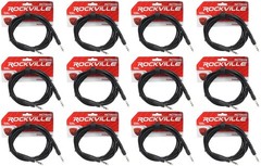 12 Rockville RCTR110B Black 10′ 1/4“ TRS to 1/4“ TRS Cable 100% Copper