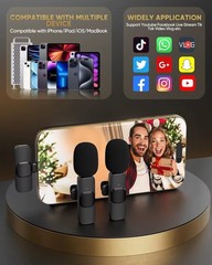 Mini Wireless Lavalier Mic 2 Pack- USB/USB C/ Lightning For iPhone/ Android