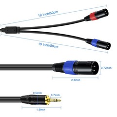3.3FT-1 Pack 3.5mm TRS to 2 XLR Cable, Black, Unbalanced 1/8 TRS Male to Dual…